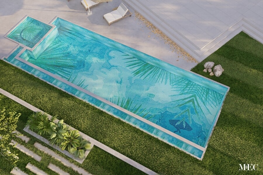 palm fusion leaf pool mosaic art abstract PIXL background