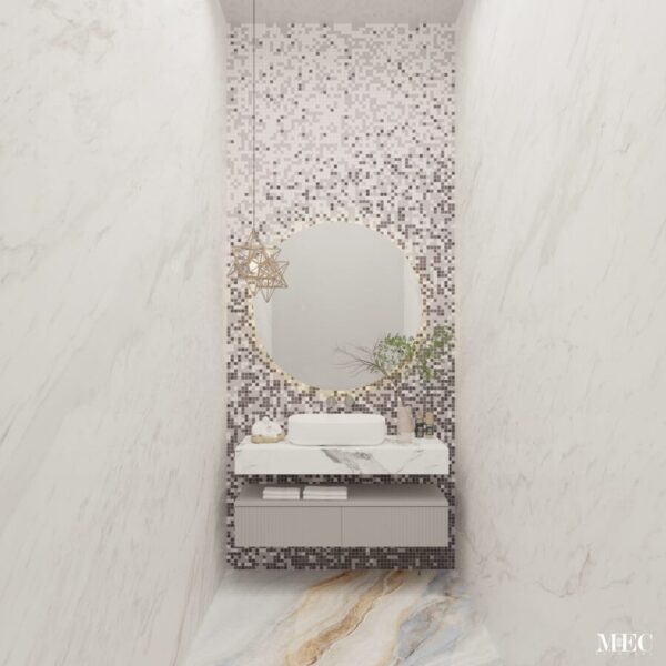 Fading Gradient Mosaic Wall vanity vertex glass blend rendered