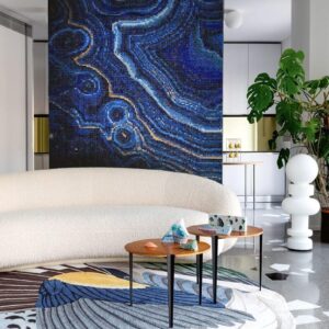 geode wall art blue gem crystal PIXL glass mosaic