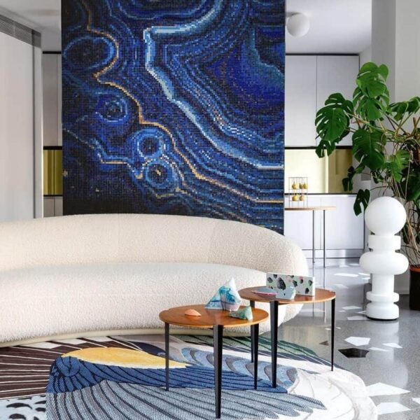 geode wall art blue gem crystal PIXL glass mosaic