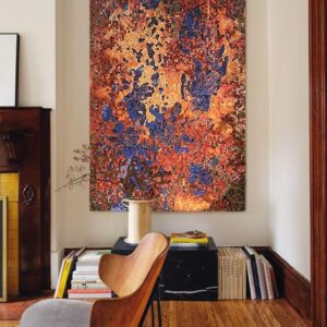 Fiery Orange Abstract Mosaic wall tile art