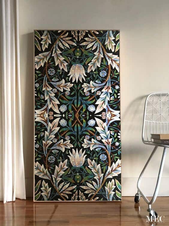 Morris Mosaic Wall Tile Art Nouveau William de Morgan acanthus black