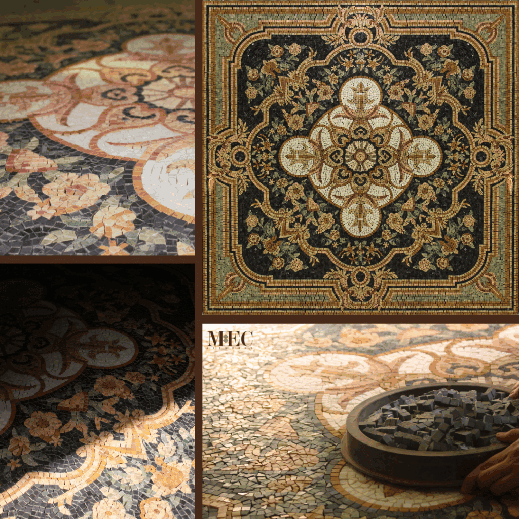 marble mosaic rug inspiration roman patterns mec artworks