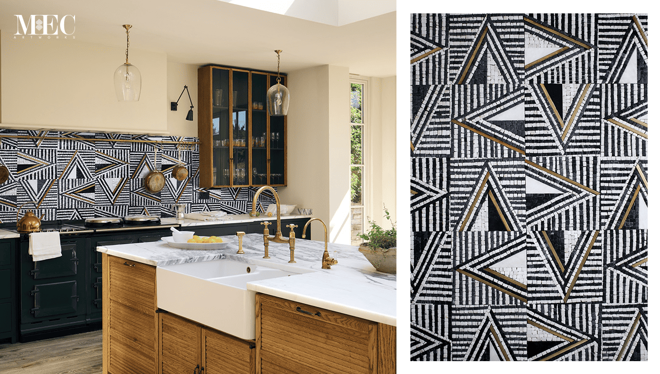 black and white marble brass mosaic tile good for kitchen backsplash