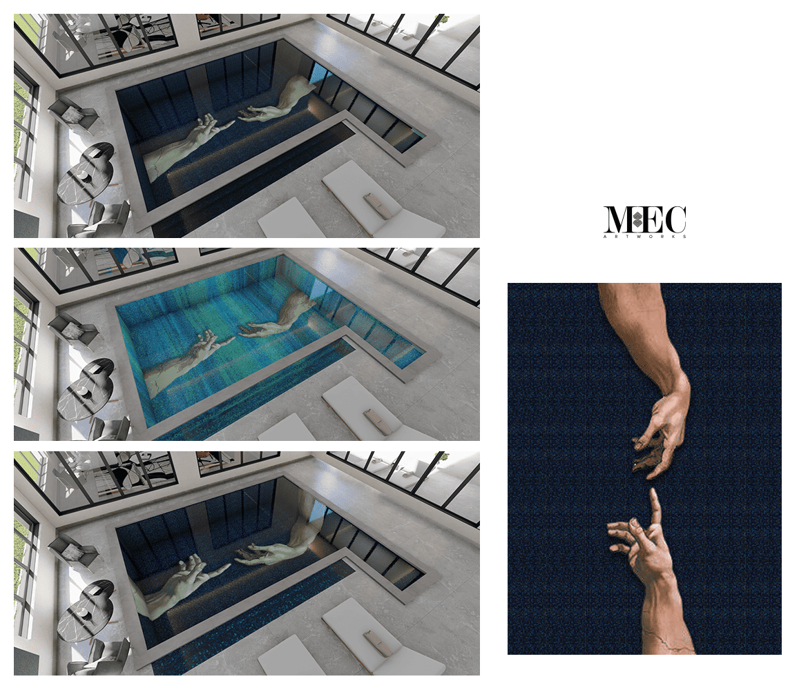 Creation of Adam - Michelangelo - Sistine chapel pool collage