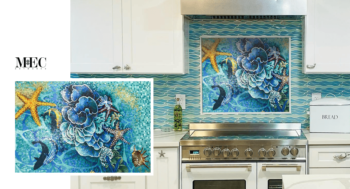 mosaic tile good for kitchen backsplash sea life mosaic collage ocean tiles