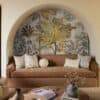 Ivory and Gold Glass Tile Wall Art niche mosaic handcrafted