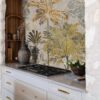 ivory and gold glass mosaic tree wall mural backsplash tiles