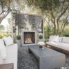 misty forest glass mosaic outdoor fireplace wall without the heron birds