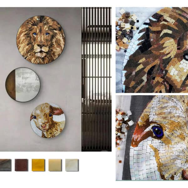 lamb and lion mosaic fabrication