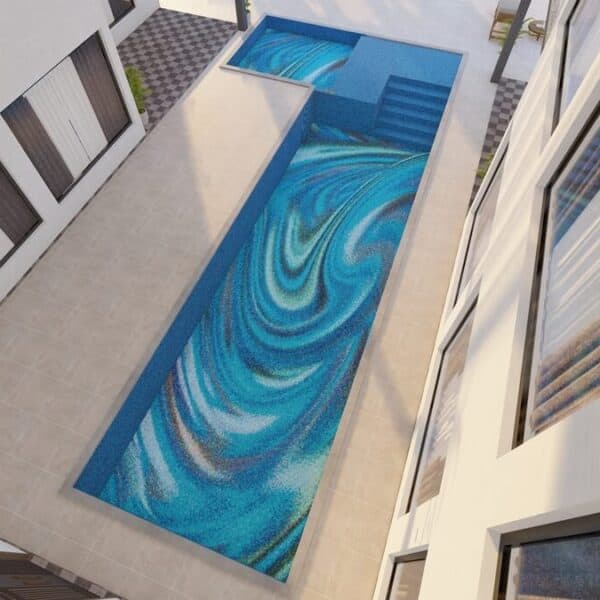 Swirling Blues pool mosaic tile PIXL design glass