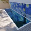 starry night mosaic pool tile art hand cut concept 3D render side view