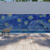 starry night mosaic pool tile art hand cut concept 3D render wall