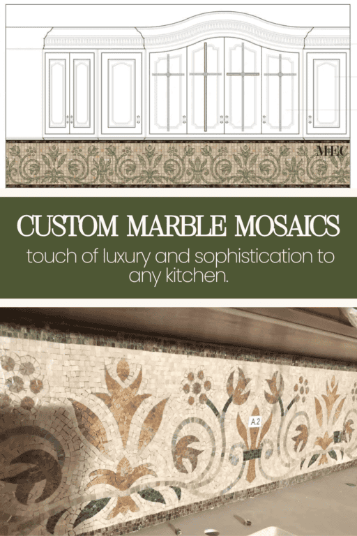 Custom marble kitchen mosaic featuring floral patterns for a luxurious and elegant backsplash design.