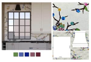 Oksa cherryblossoms butterfly mosaic kitchen backsplash texas banner