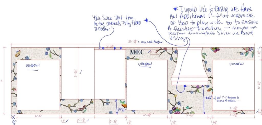 kitchen backsplash wall plan and Oksa cherry blossom butterfly mosaic design design notes