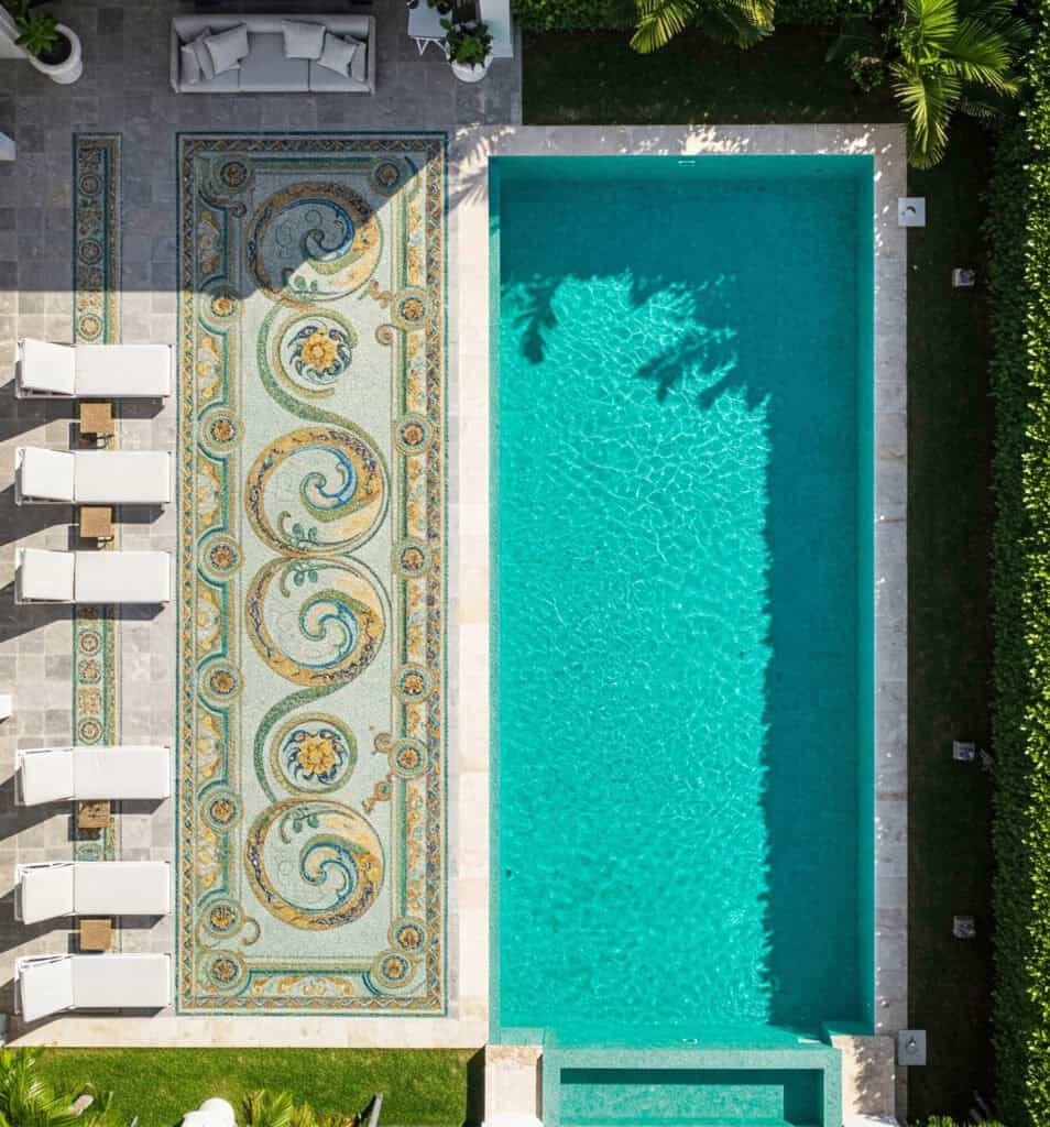 Roman mosaic floor pool side