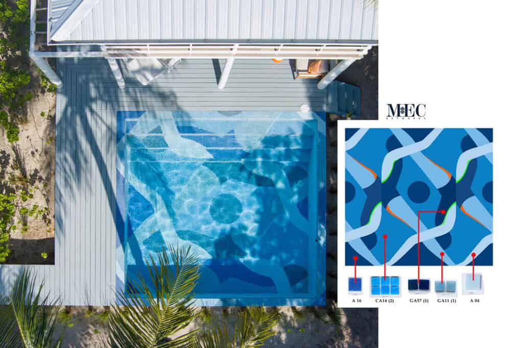 mosaic pool pattern tile art blue
