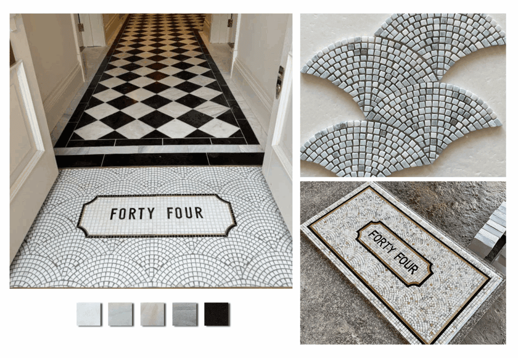 Typographic Marble Mosaic ft. Brass Inlay for a London Project MEC Artworks