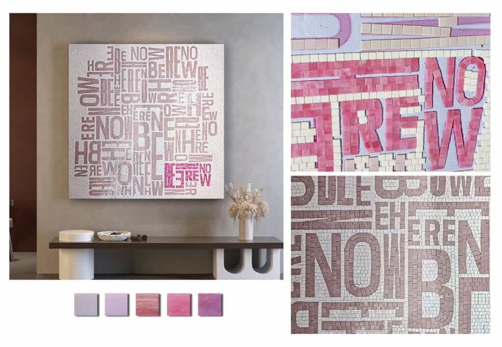 Be Here Now Handcut Typographic Mosaic Wall Art MEC Artworks
