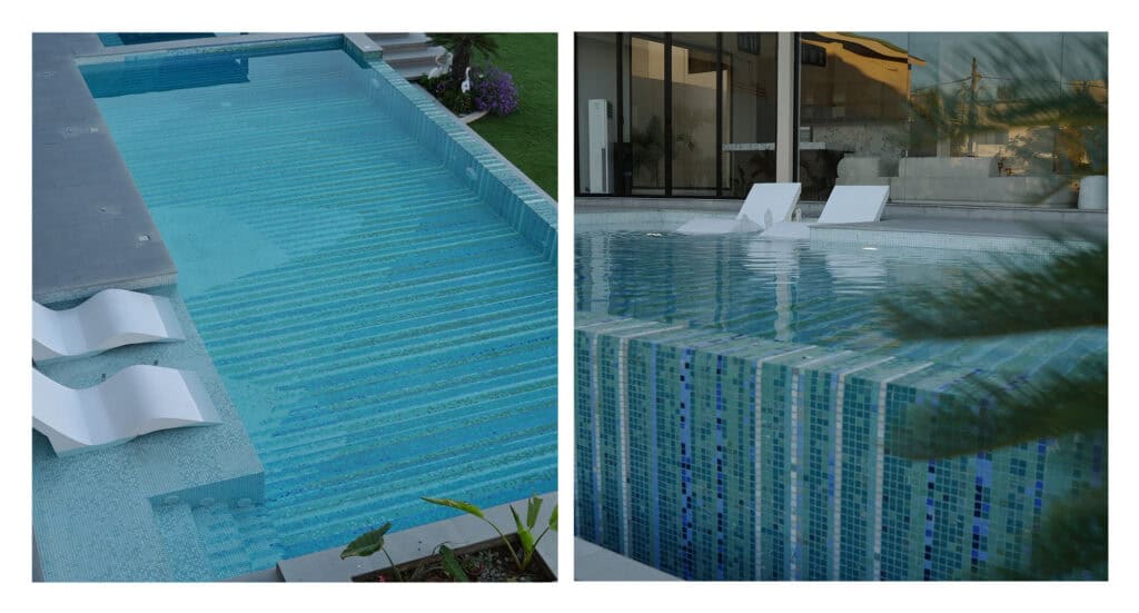striped tiles mosaic pool