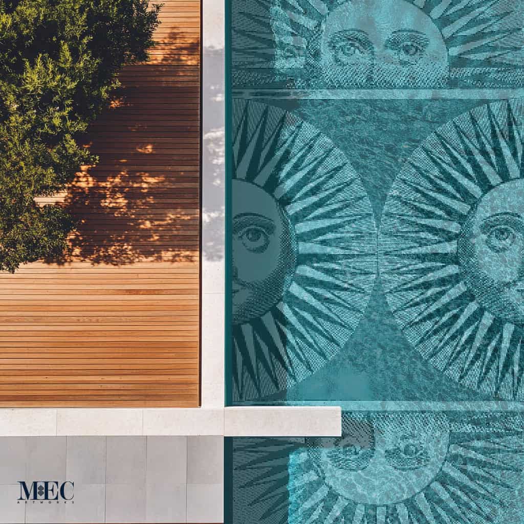 Medusa sun mosaic pool by MEC Artworks