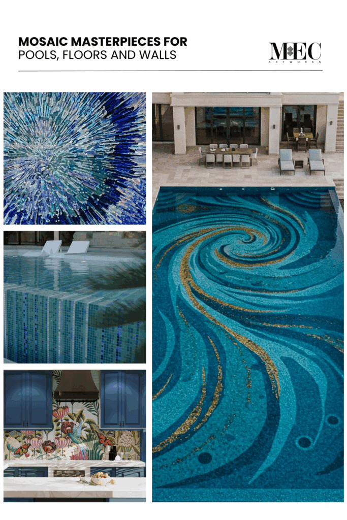mosaic tile art designs for pools, kitchen and bathroom walls MEC Artworks