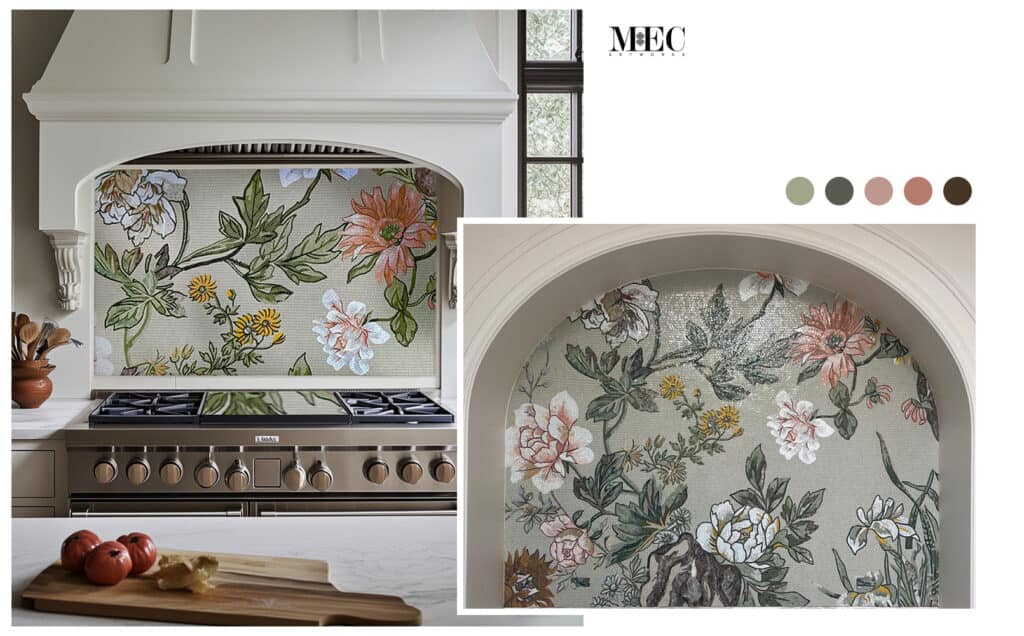 floral kitchen backsplash mosaic tile art