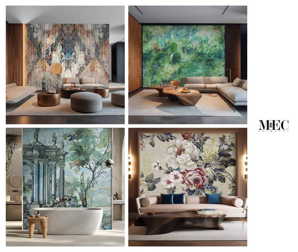 mosaic tile art floral and tropical wall murals and customised roman murals
