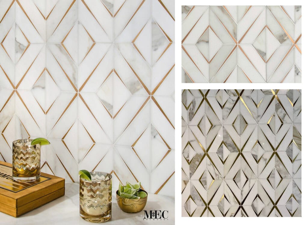geometric waterjet mosaic tile