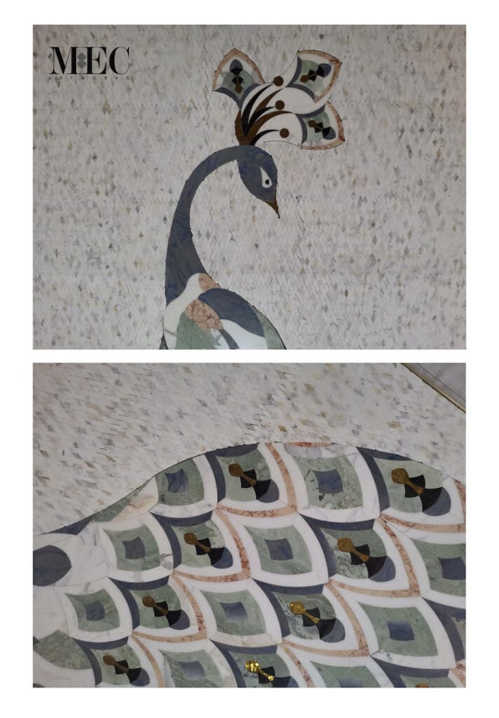 peacock marble mosaic waterjet cutting