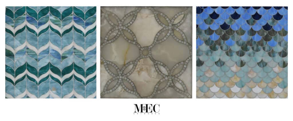 waterjet fish scale patterns in mosaic