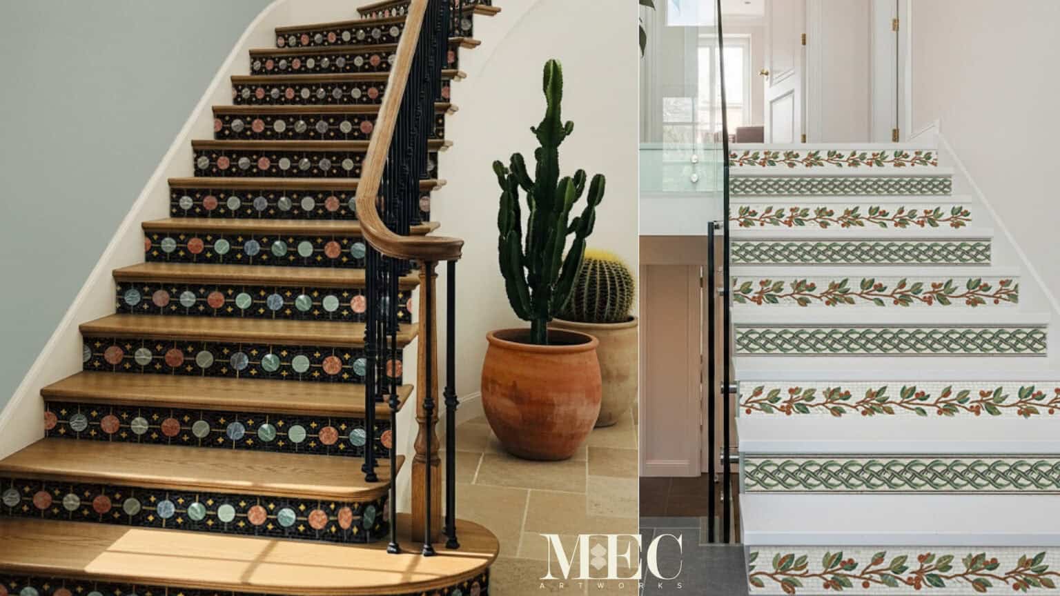 Mosaic Riser Framing Elegance: Mosaic Borders and Stair Risers That Inspire Design ...
