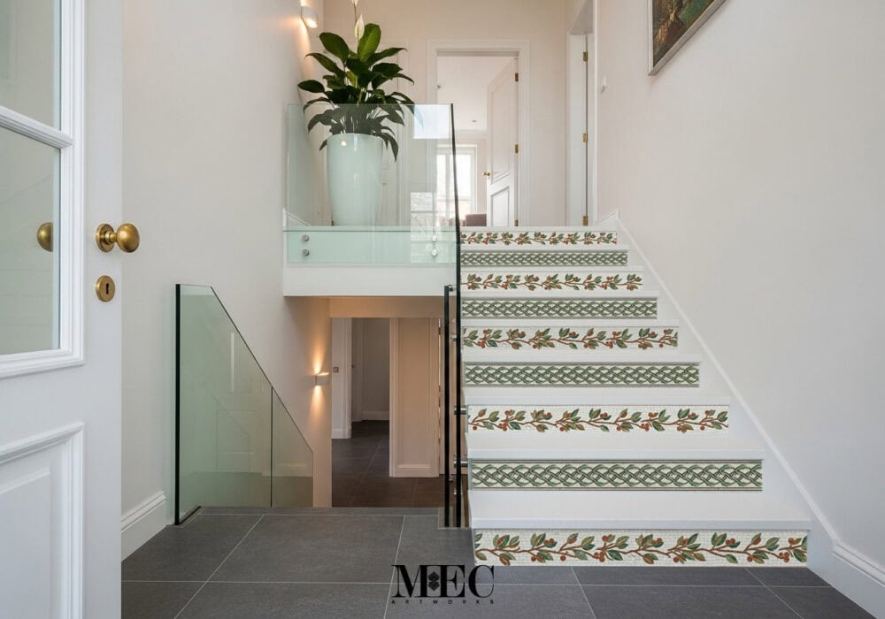 Statement Stair Riser Framing Elegance: Mosaic Borders and Stair Risers That Inspire Design ...