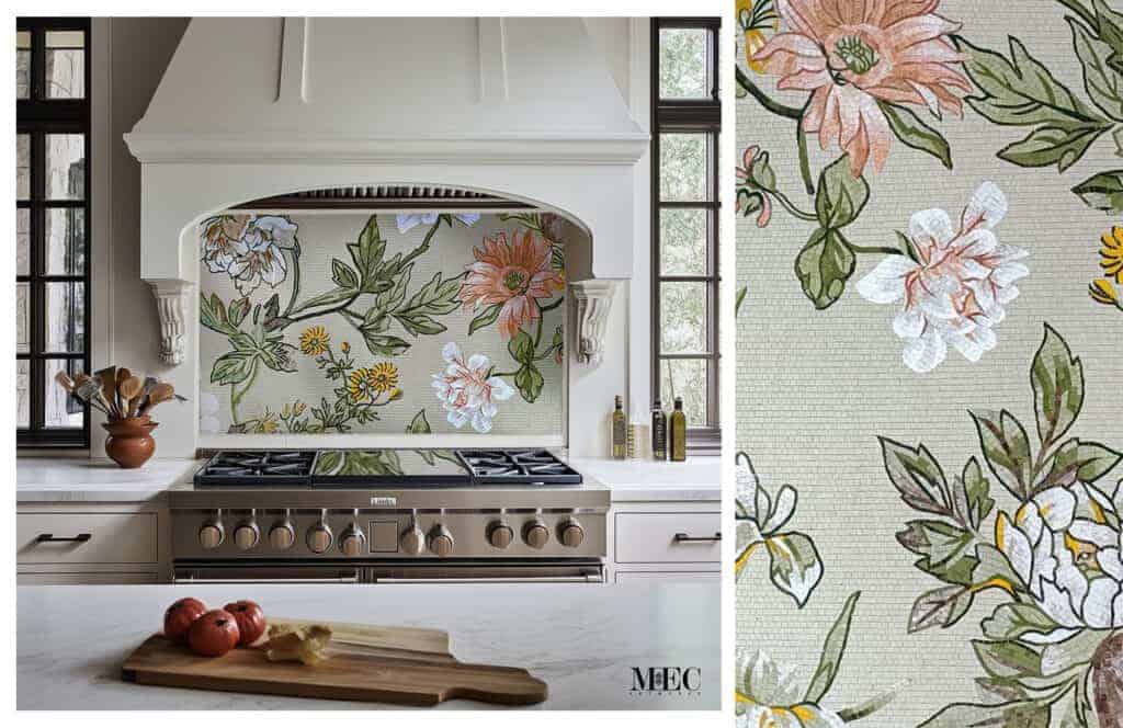 floral mosaic tile art kitchen backsplash the florisca