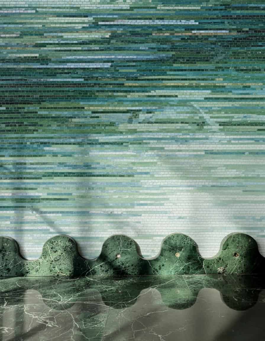 Aqua Cascade Glass Mosaic Tile Wall - Image 2