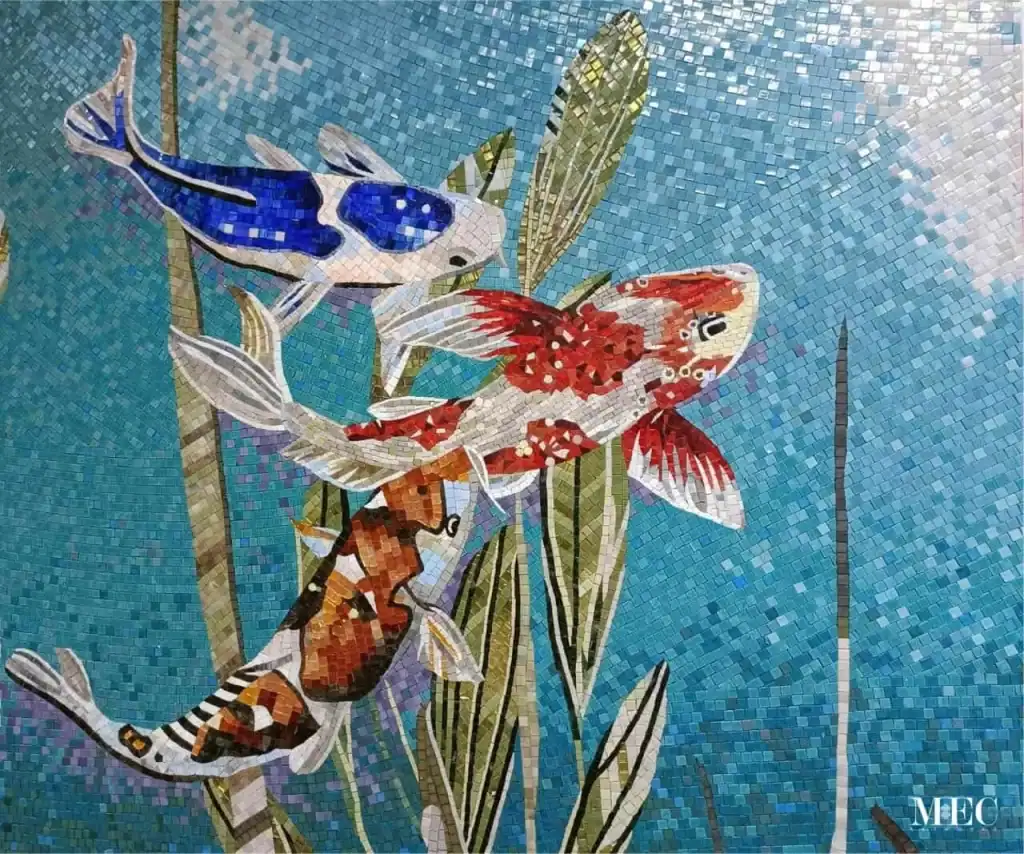 Koi Fish Mosaic Art