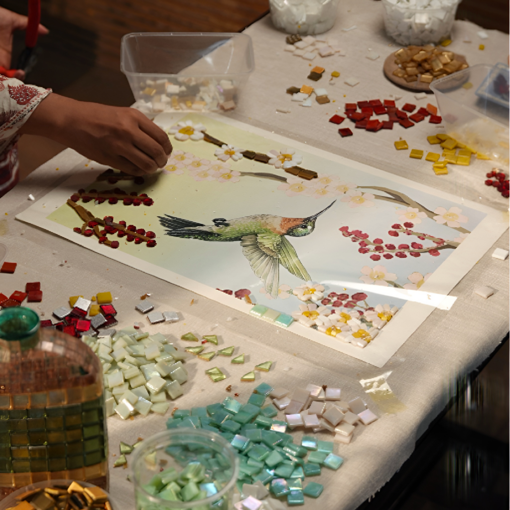 marble mosaic patterns with earthy tones and texture