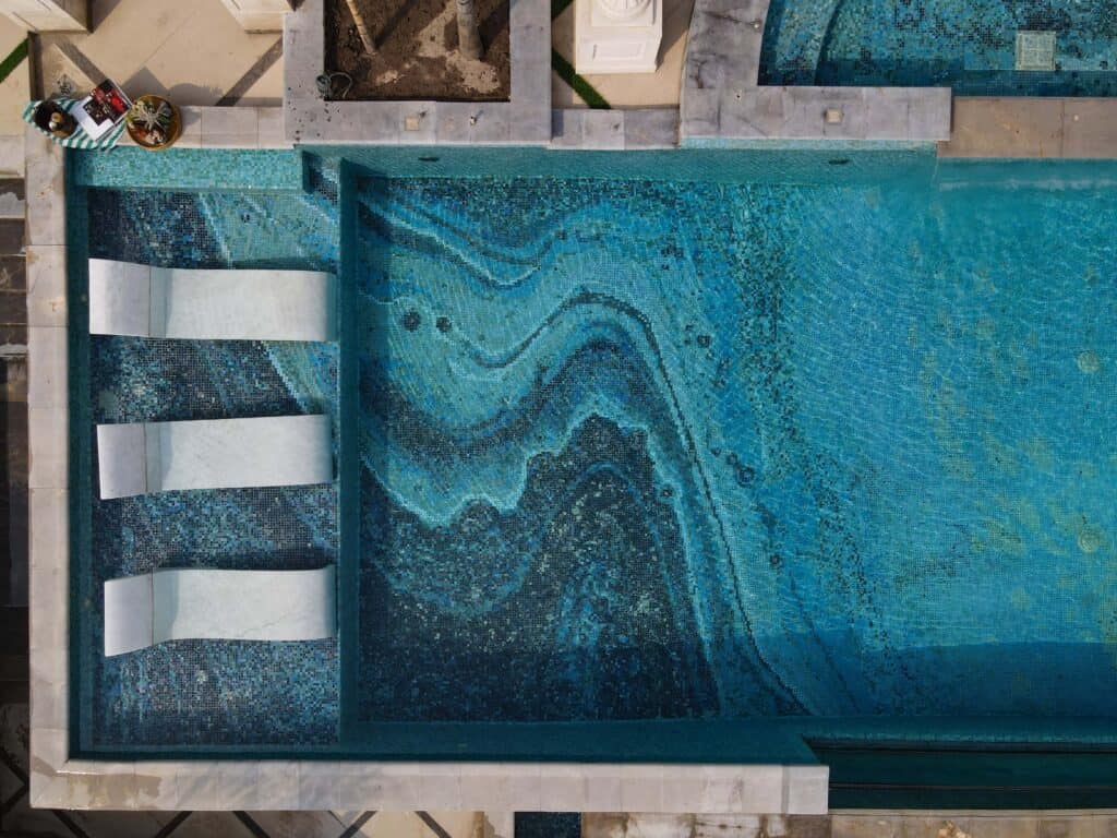 Ocean-Gradient Mosaic Pools Inspired by Natural Depth