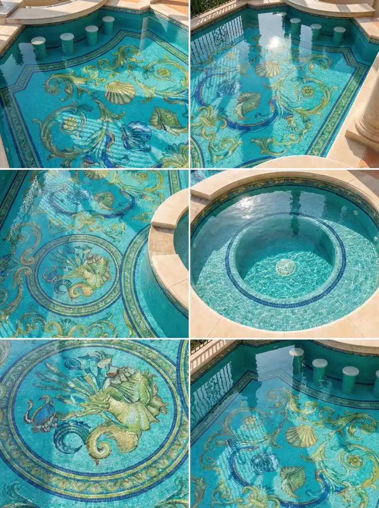 Scrolll Pool Luxury Ocean Pool Medallion - MEC Artworks