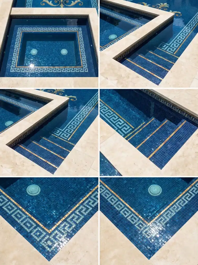 Timeless Greek Key Mosaic Pool - MEC Artworks