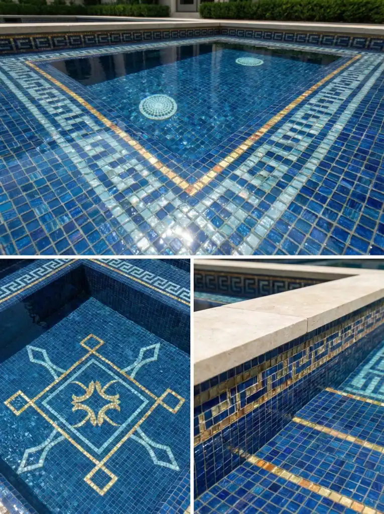 Timeless Greek Key Mosaic Pool - MEC Artworks