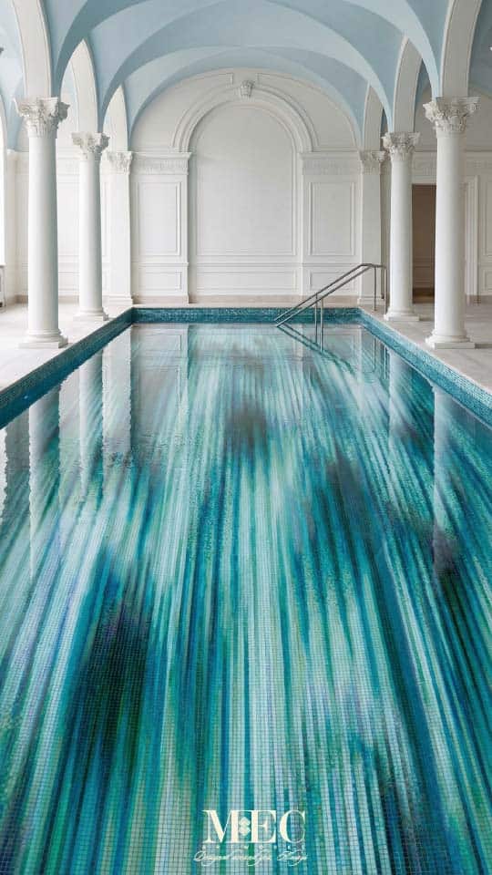Linear Design Blue Pool Mosaic