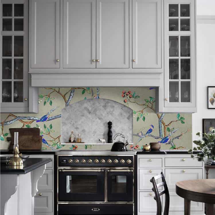 Porcelain tiles kitchen backsplash design