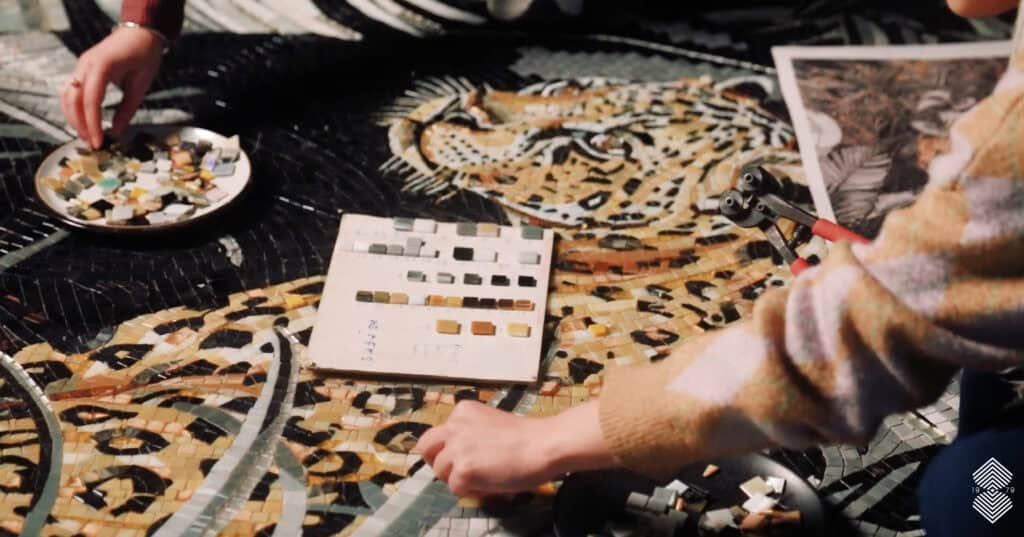 large animal mosaic mural wall design