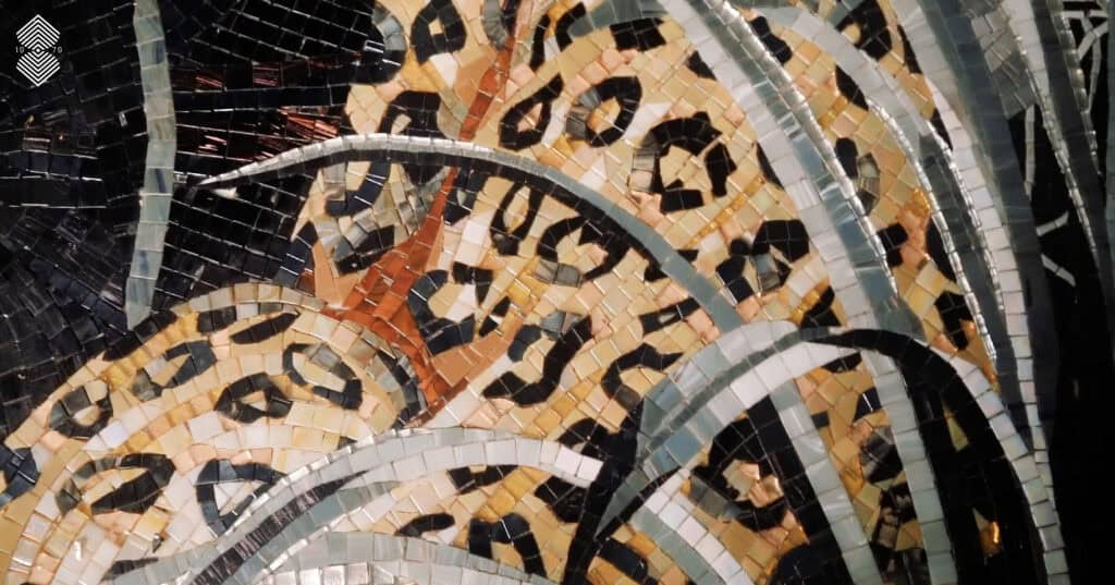 leopard mosaic mural and design