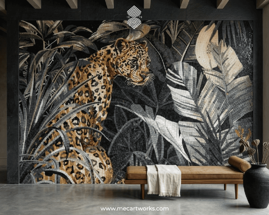 luxury wildlife mosaic mural installation