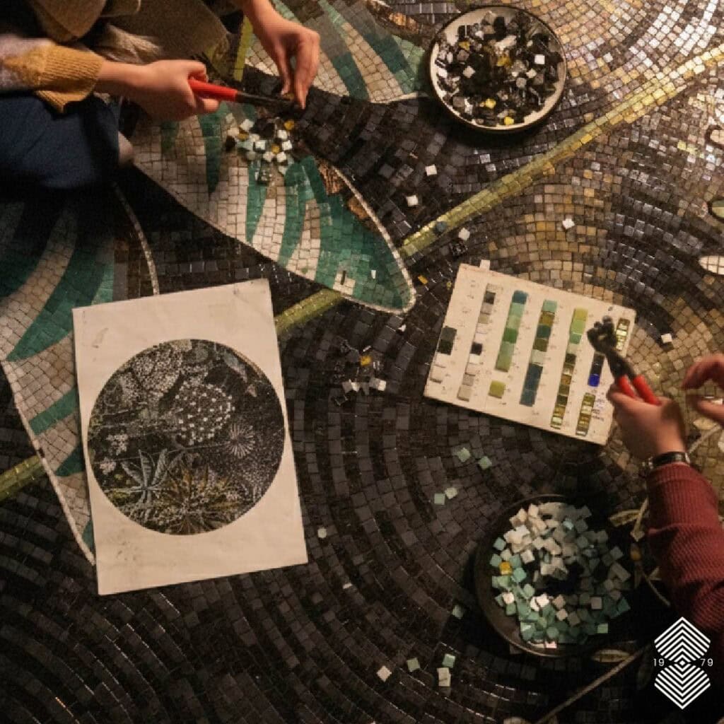 tropical mosaic wall mural design