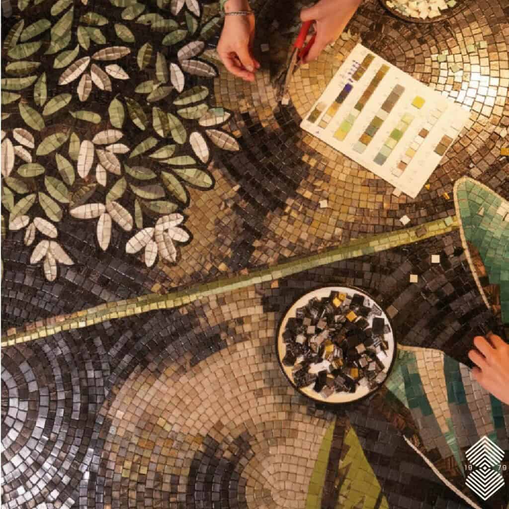 nature inspired mosaic mural