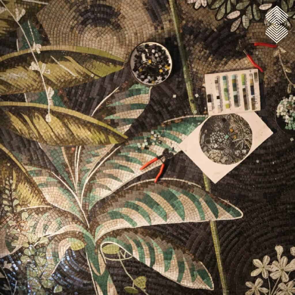 custom jungle mosaic mural for interiors